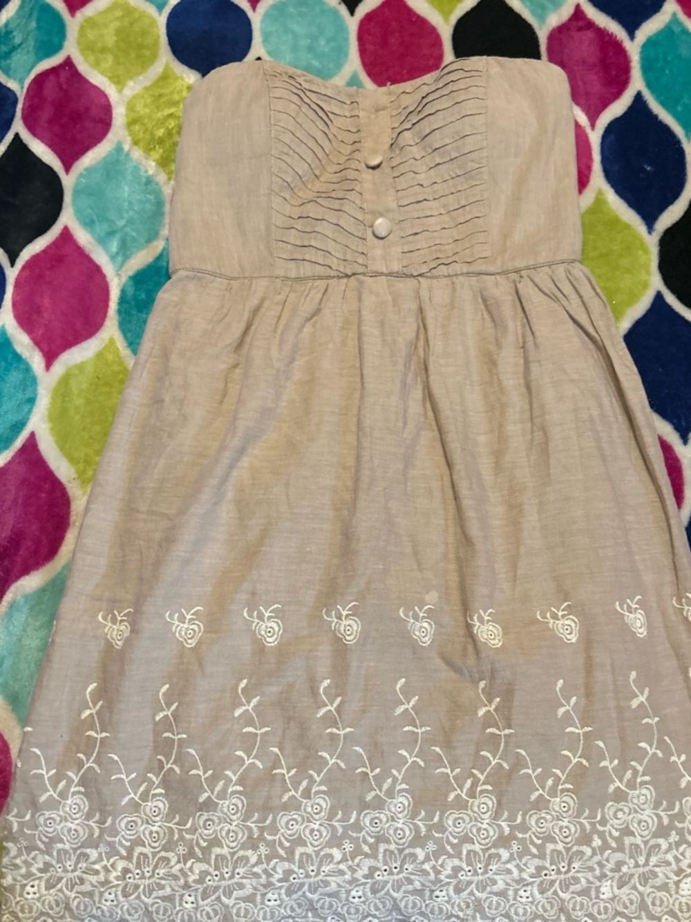 Charlotte Russe Beige Strapless Embroidered Sundress
